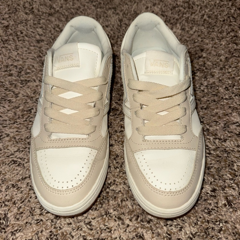 Vans Lowland ComfyCush shoes in a marshmallow white and beige